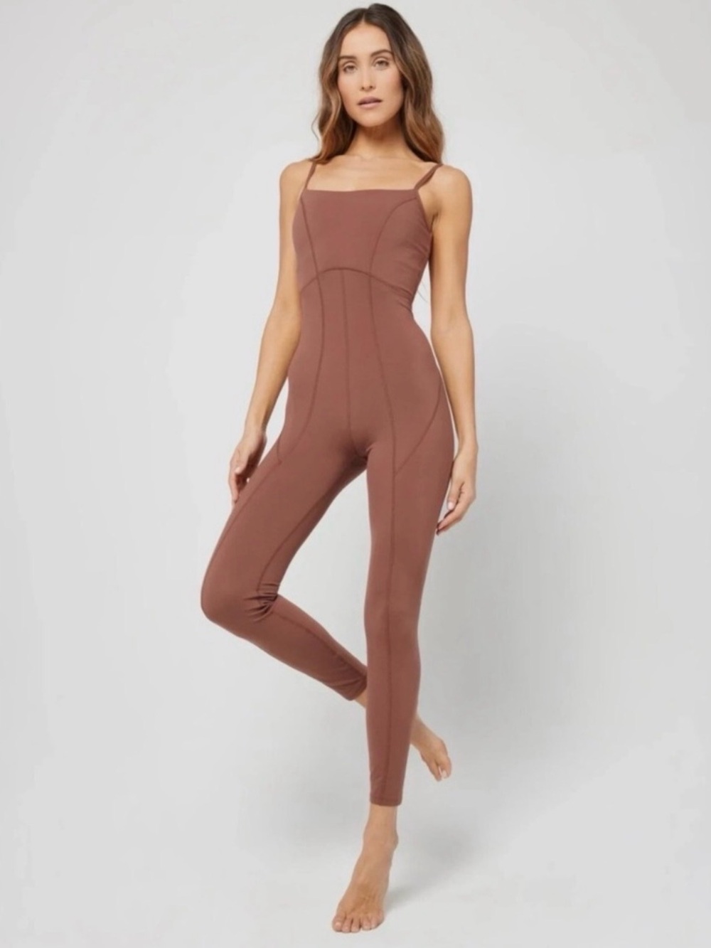 L*Space Go The Distance Brown Fitted Jumpsuit Size XS NWT